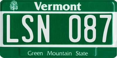 VT license plate LSN087