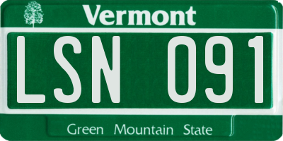 VT license plate LSN091