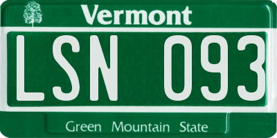 VT license plate LSN093