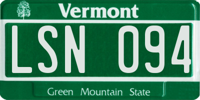 VT license plate LSN094