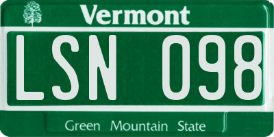 VT license plate LSN098