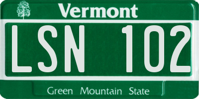 VT license plate LSN102