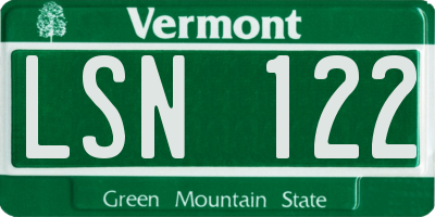 VT license plate LSN122