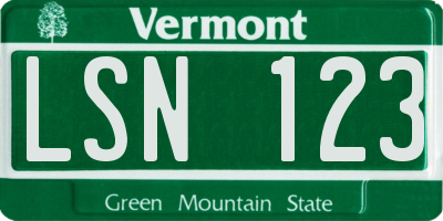 VT license plate LSN123