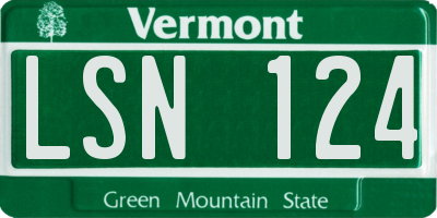 VT license plate LSN124