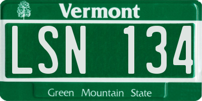 VT license plate LSN134