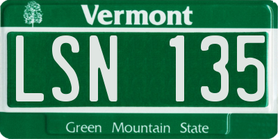 VT license plate LSN135