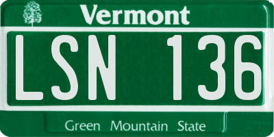 VT license plate LSN136