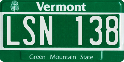VT license plate LSN138