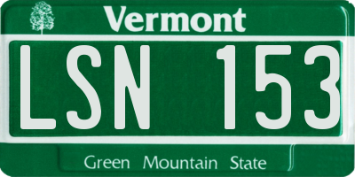 VT license plate LSN153