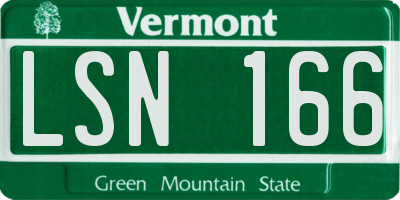 VT license plate LSN166