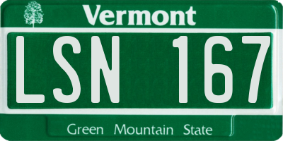 VT license plate LSN167