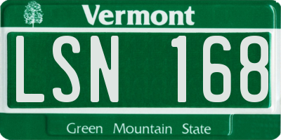 VT license plate LSN168
