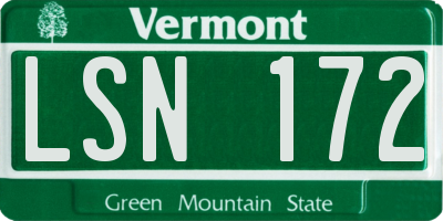 VT license plate LSN172