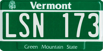VT license plate LSN173