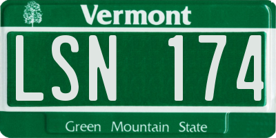 VT license plate LSN174
