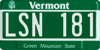 VT license plate LSN181