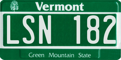 VT license plate LSN182
