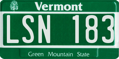 VT license plate LSN183