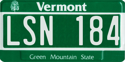 VT license plate LSN184