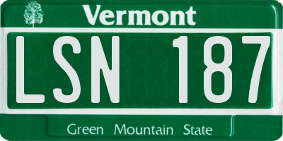VT license plate LSN187