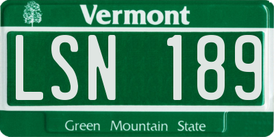 VT license plate LSN189