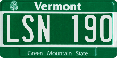 VT license plate LSN190