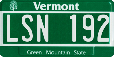 VT license plate LSN192