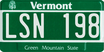 VT license plate LSN198