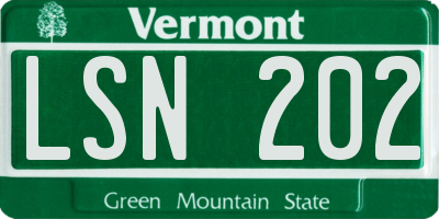VT license plate LSN202