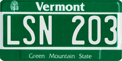 VT license plate LSN203