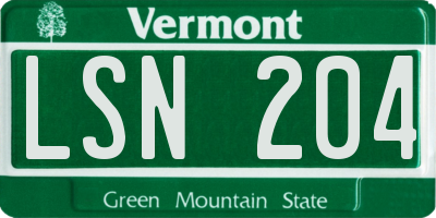 VT license plate LSN204