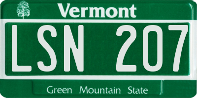 VT license plate LSN207