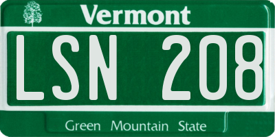VT license plate LSN208