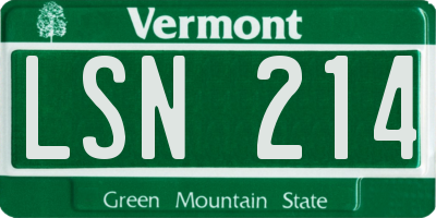 VT license plate LSN214