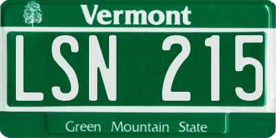 VT license plate LSN215