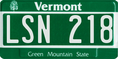 VT license plate LSN218