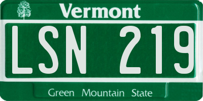 VT license plate LSN219