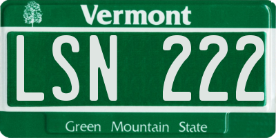 VT license plate LSN222