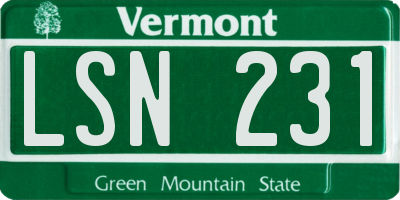 VT license plate LSN231