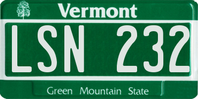 VT license plate LSN232