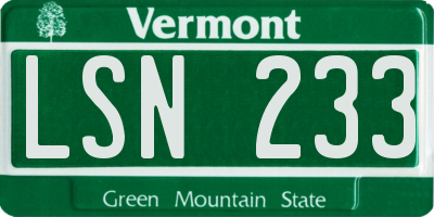 VT license plate LSN233