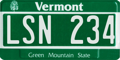 VT license plate LSN234