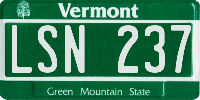 VT license plate LSN237