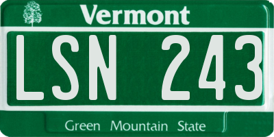 VT license plate LSN243