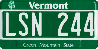 VT license plate LSN244