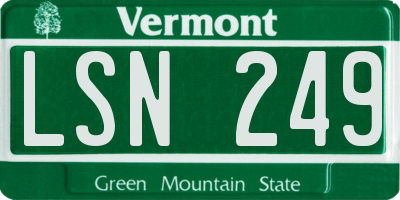 VT license plate LSN249