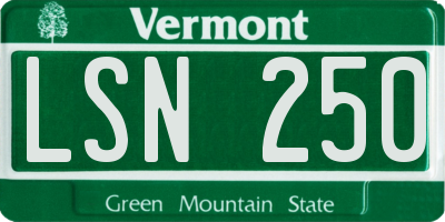VT license plate LSN250