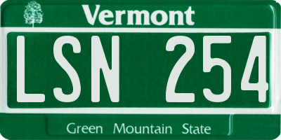 VT license plate LSN254