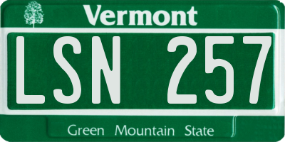 VT license plate LSN257